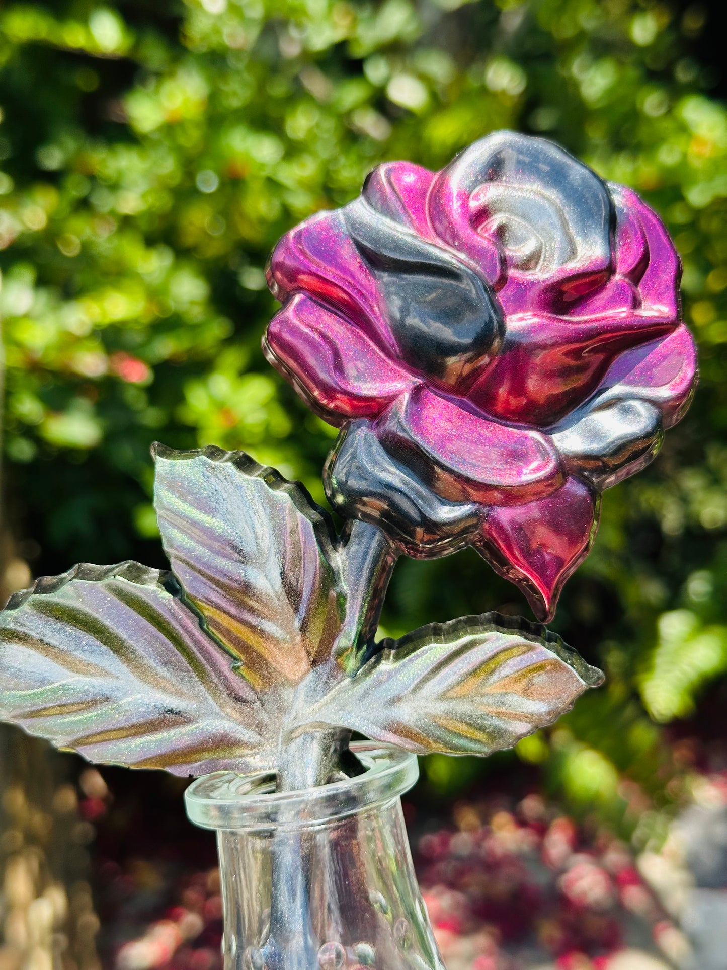 Resin Rose w/Vase