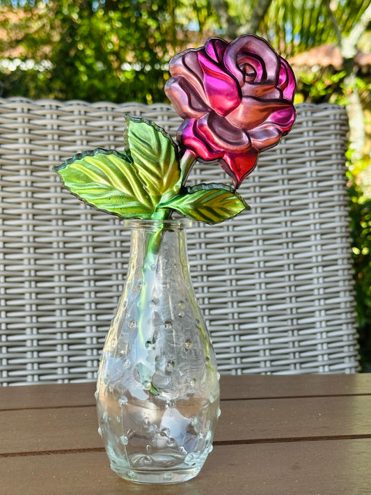 Resin Rose w/Vase