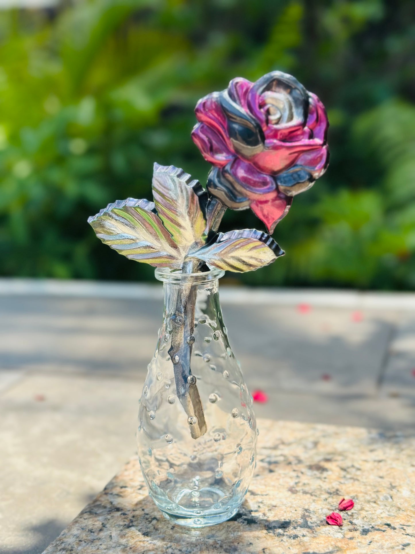 Resin Rose w/Vase